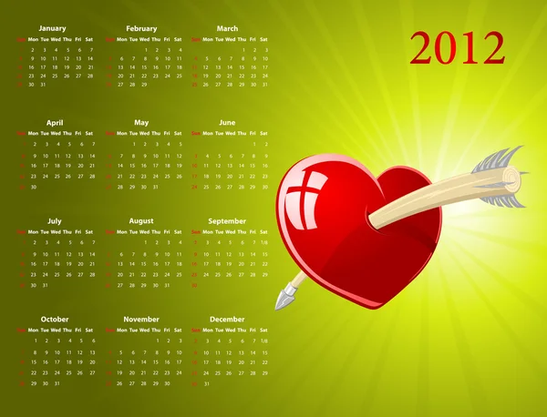 Vetor calendário americano para o Dia dos Namorados — Vetor de Stock