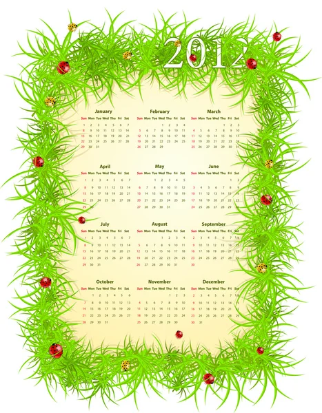 Illustrazione vettoriale del calendario primavera americana 2012 — Vettoriale Stock