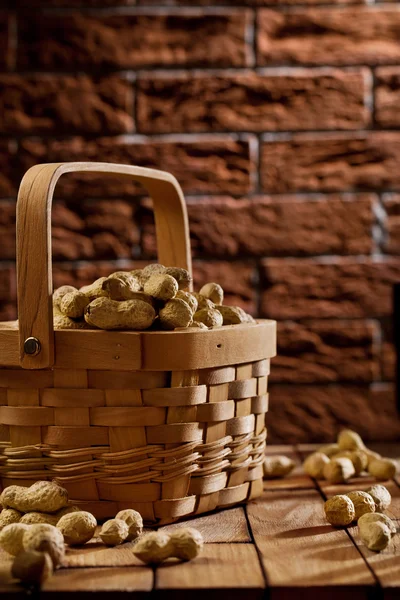 Peanuts in basket — Stock Photo, Image
