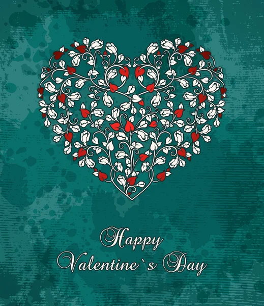 Carte de Saint-Valentin avec coeur de roses — Image vectorielle