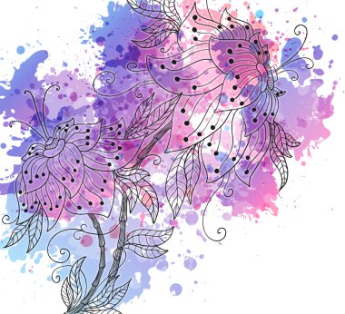 Watercolor orchids clipart