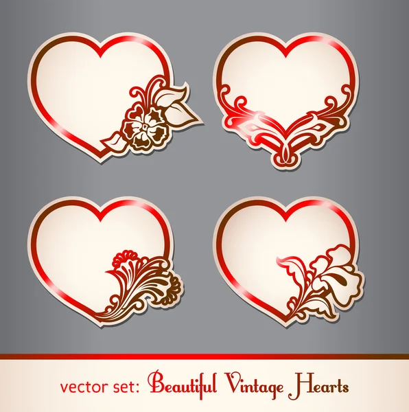 Conjunto de corações vintage —  Vetores de Stock