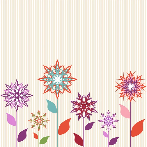 Vektor illustration av en abstrakt blommor på randig bakgrund — Stock vektor