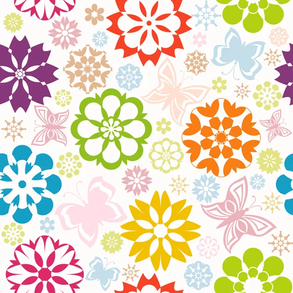 Vector illustration of a colorful seamless pattern with flowers — Stock Vector