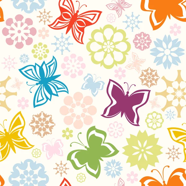 Vektorillustration eines farbenfrohen, nahtlosen Musters mit Schmetterling — Stockvektor