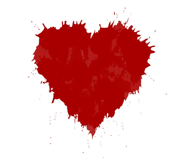 Ilustração vetorial de coração grunge feito com tinta vermelha. Valentim — Vetor de Stock