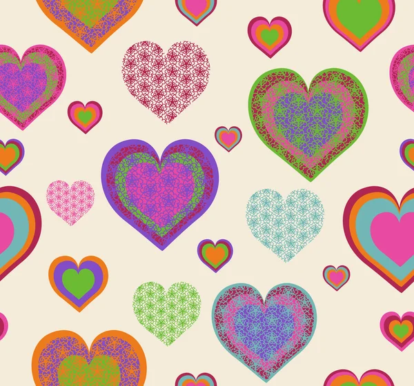 Ilustración vectorial de un patrón cardíaco sin costuras. San Valentín — Vector de stock
