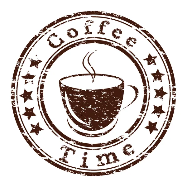Tampon grunge à café vectoriel avec une tasse — Image vectorielle