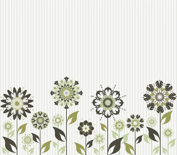 Illustratie van een abstract vector bloemen op gestreepte achtergrond — Stockvector