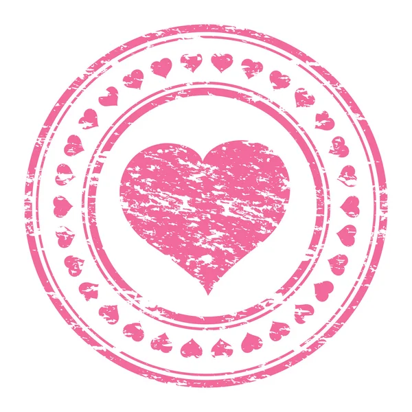 Illustrateur vectoriel d'un timbre caoutchouc rose grunge avec coeur iso — Image vectorielle