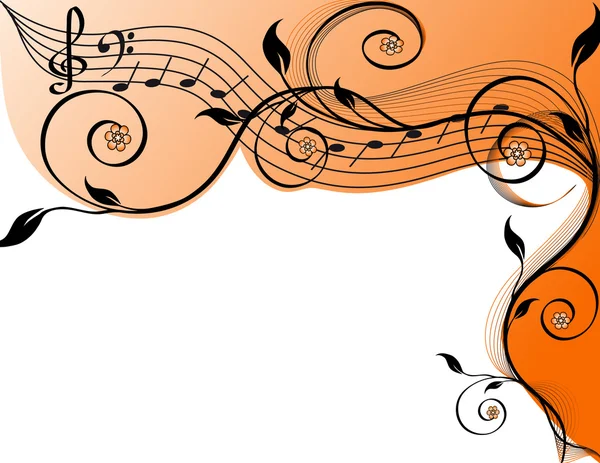 Fondo musical con notas y flores. ilustración vectorial — Archivo Imágenes Vectoriales