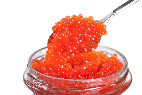 Cuchara con caviar rojo —  Fotos de Stock