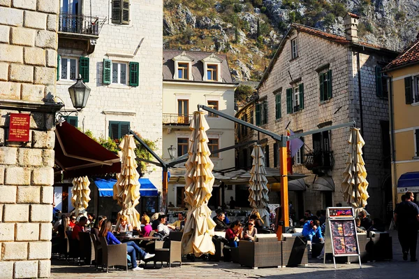 Street cafe in Kotor — Stock Photo, Image
