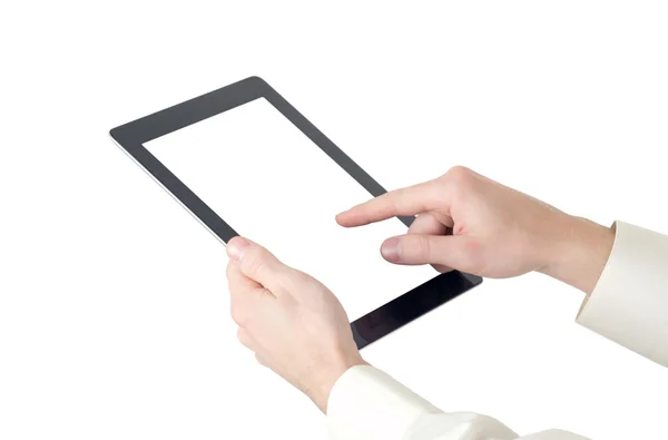 Händer med tablet PC — Stockfoto