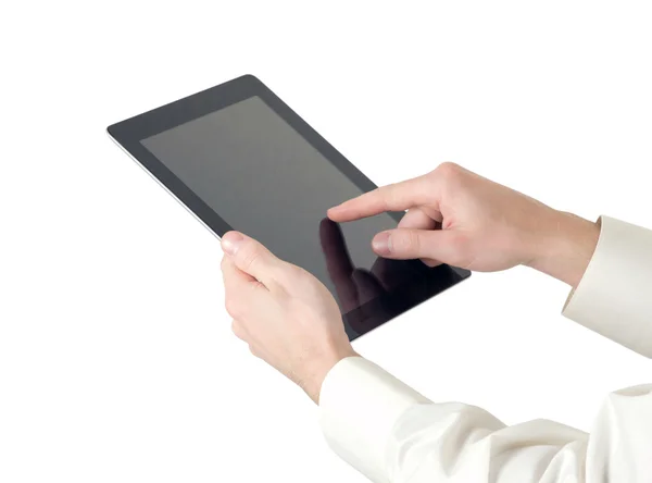 Ręce z komputera typu tablet — Zdjęcie stockowe