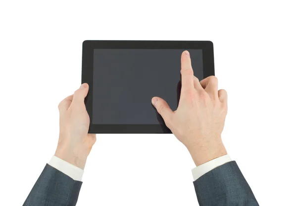 태블릿 컴퓨터와 손 — 스톡 사진