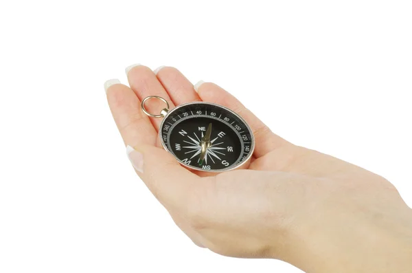 Compass in hand — Stock Photo, Image