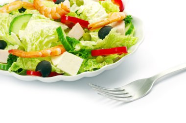 beyaz üzerine salata