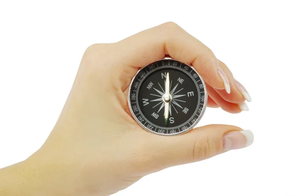 Compass in a hand — Stock Photo, Image