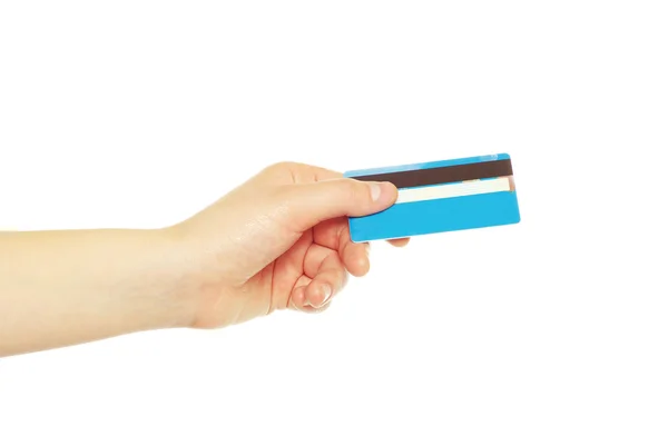 El ele tutuşan kredi kartı — Stok fotoğraf