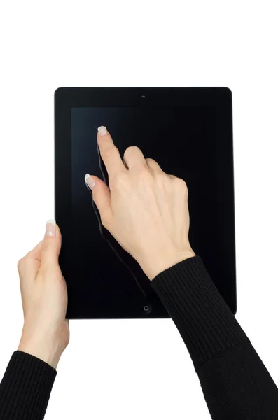 Ręce z komputera typu tablet — Zdjęcie stockowe