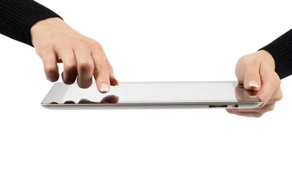 Mãos com computador tablet — Fotografia de Stock