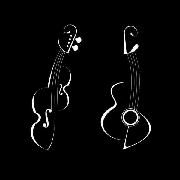 Gitarre und Geige - Vektor-Ikonen — Stockvektor