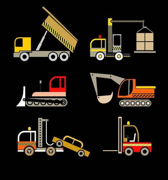 Baufahrzeuge - Reihe von Vektorsymbolen — Stockvektor
