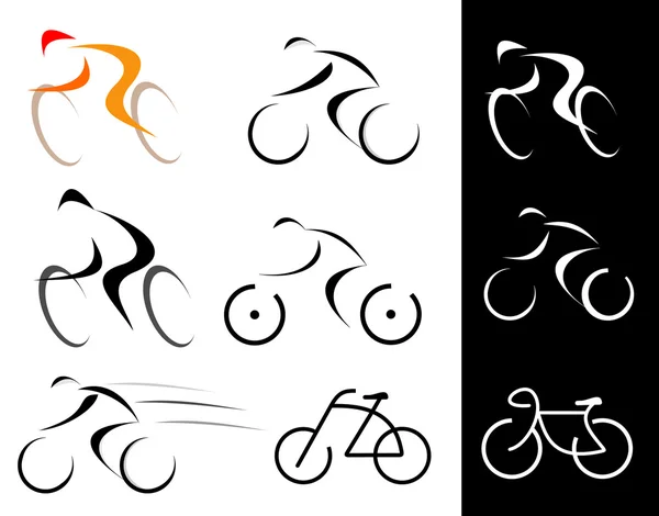 Cyclist - isolated vector icons — Stock Vector