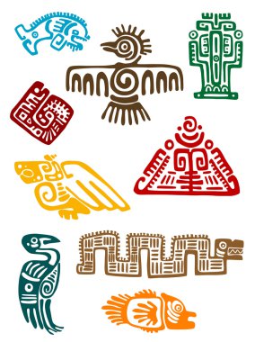 Ancient maya monsters clipart