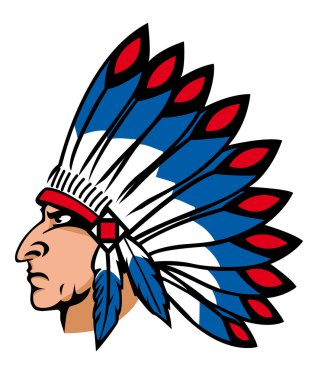 Native american with feathers clipart