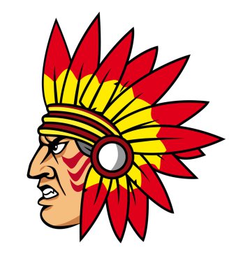 Native indian with feathers clipart