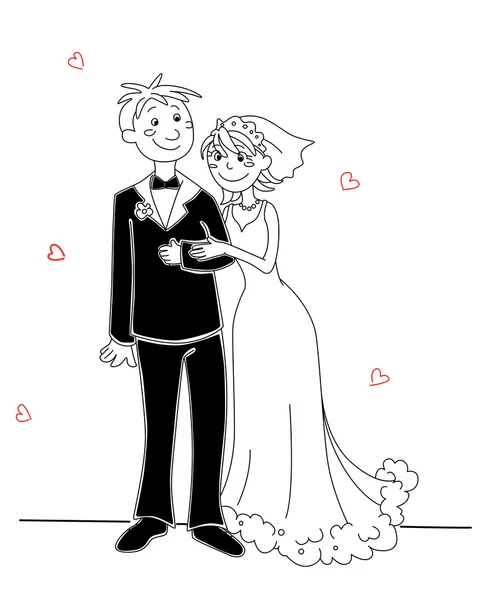Lustige Braut und Bräutigam — Stockvektor