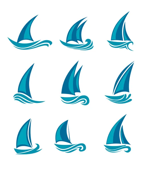 Båtar och segelbåtar — Stock vektor