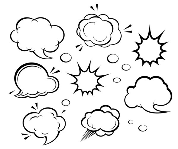 Nubes de dibujos animados y explosiones — Archivo Imágenes Vectoriales