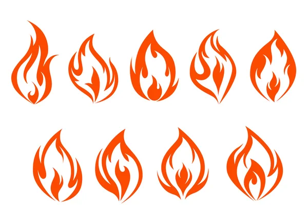 Yangın alevleri seti — Stok Vektör