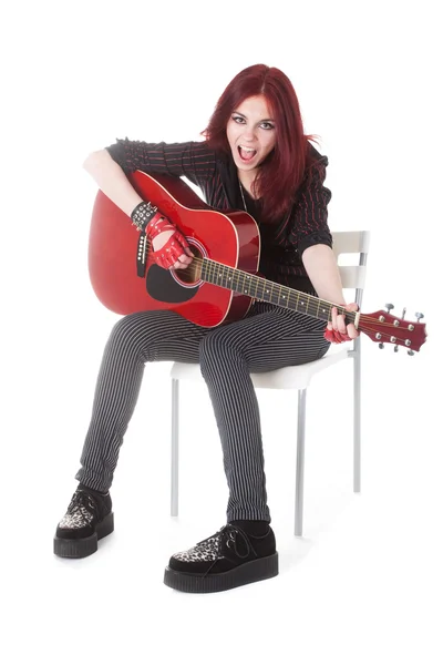 Fată cu chitară — Fotografie, imagine de stoc