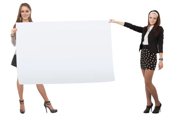 Girls with the empty list of paper — Stock Photo, Image