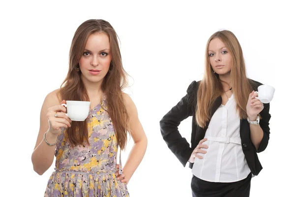 Mädchen mit einer Kaffeetasse — Stockfoto