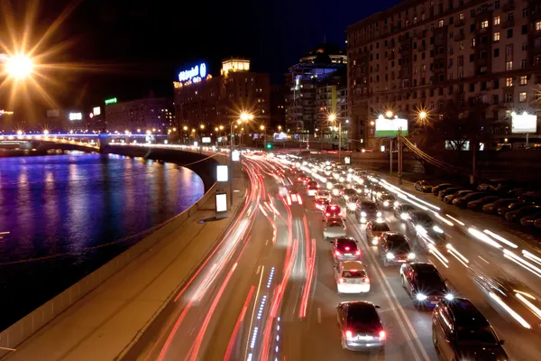 Night traffic jam — Stock Photo, Image