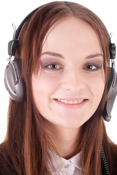 La imagen de chica con auriculares — Foto de Stock