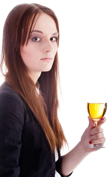 Fille avec un verre de vin — Photo