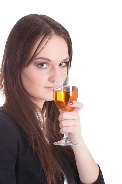 Chica con una copa de vino — Foto de Stock