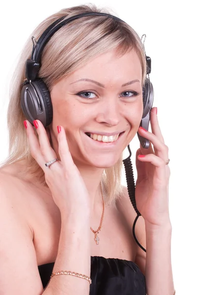 Girl with earphones — Stock Photo, Image