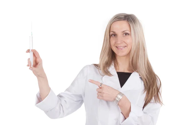Lékař s injekční stříkačkou — Stock fotografie