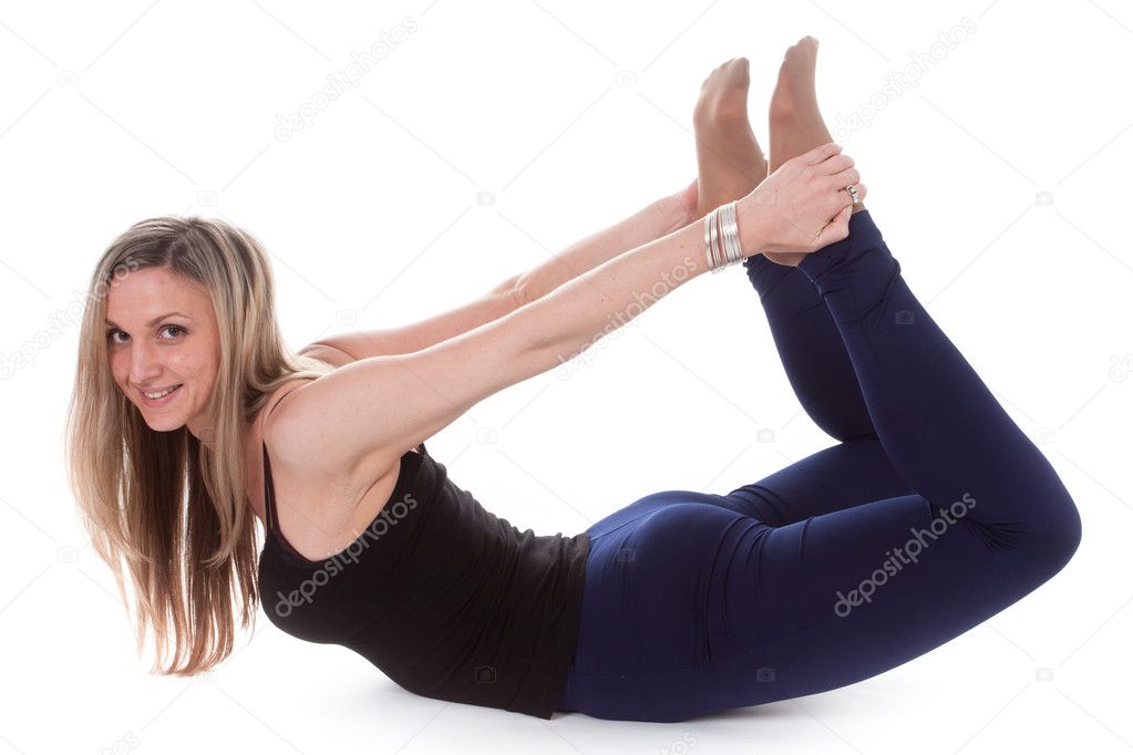 The image of girl does morning exercises
