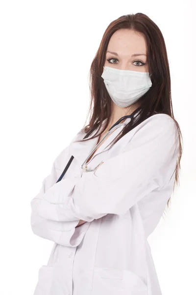 Standing woman doctor with stethoscope Stock Picture
