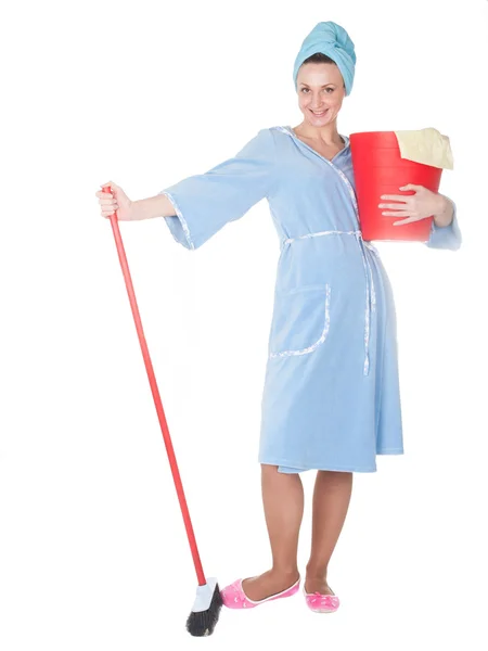 The image of girl with a mop — Stock Photo, Image