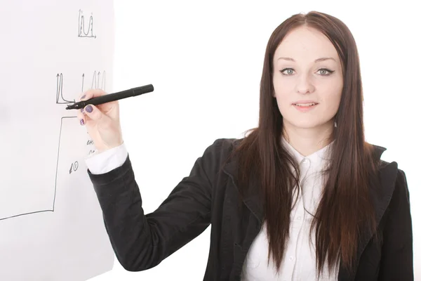 Girl writes on a board — Stock Photo, Image
