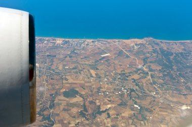 View through airplane porthole clipart